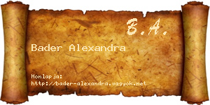 Bader Alexandra névjegykártya